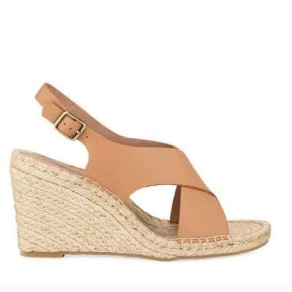 Bettye Muller Wedge Sandals Womens 10M Tan Venus Espadrille Strappy Shoes - Picture 1 of 6